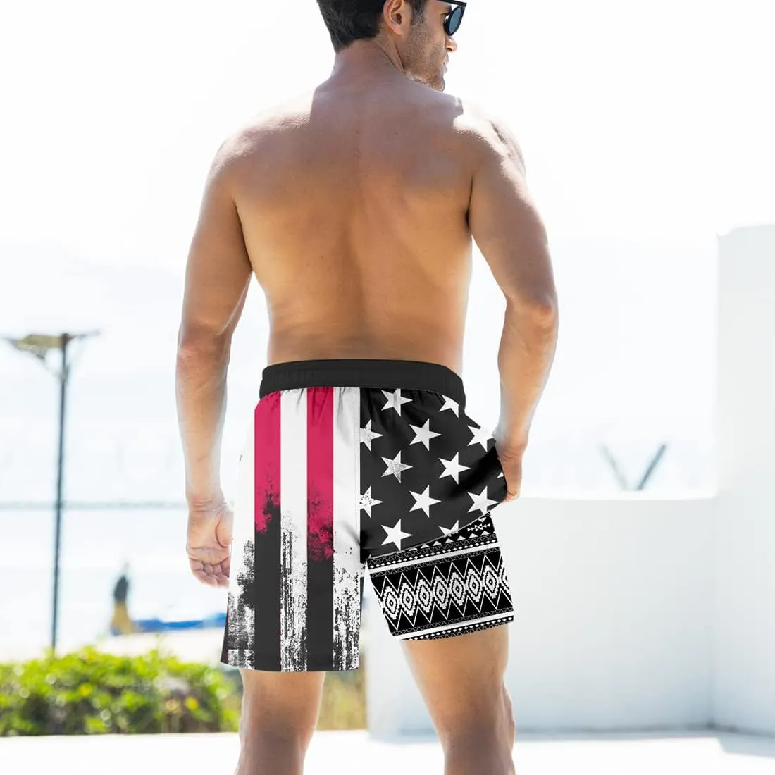 uideazone Mens Swim Trunks with Compression Liner Swimming Shorts 7 Inch Inseam Waterproof Quick Dry Beach Sport Shorts M-XXL