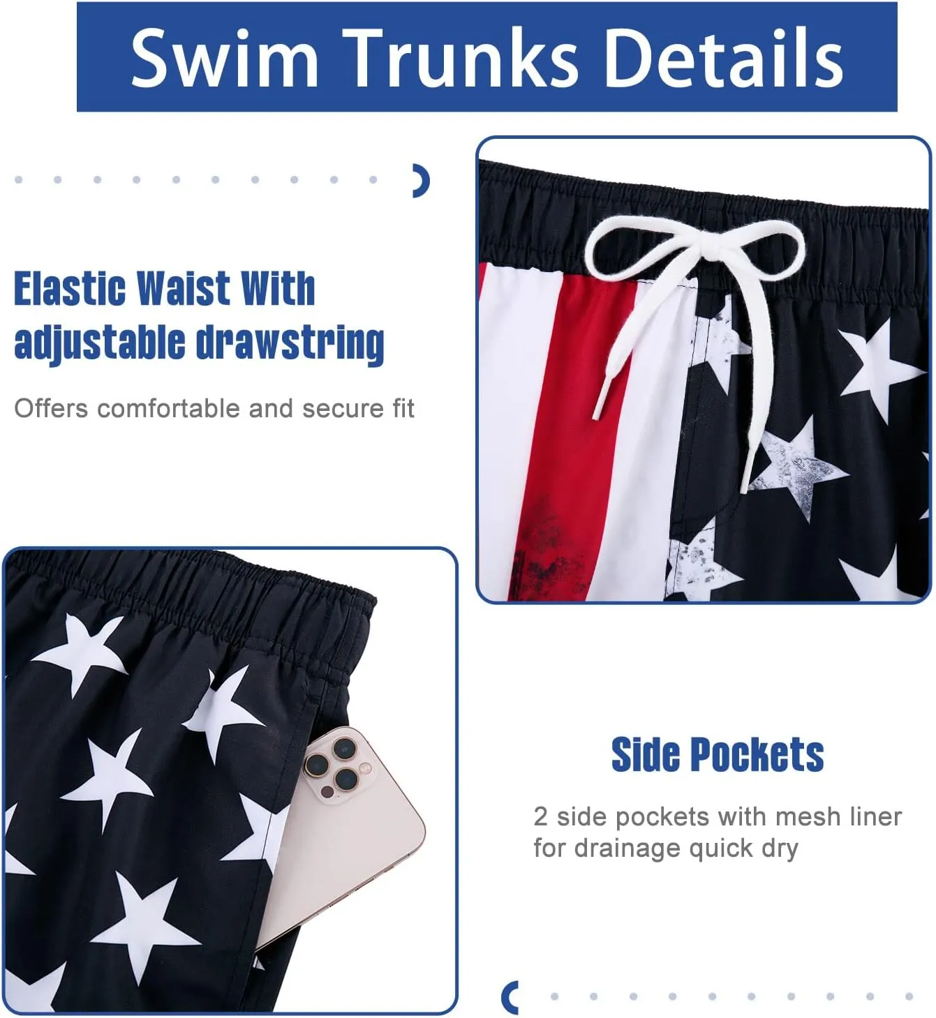 uideazone Mens Swim Trunks with Compression Liner Swimming Shorts 7 Inch Inseam Waterproof Quick Dry Beach Sport Shorts M-XXL