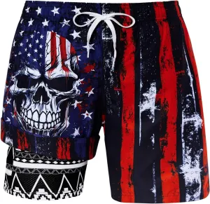 uideazone Mens Swim Trunks with Compression Liner Swimming Shorts 7 Inch Inseam Waterproof Quick Dry Beach Sport Shorts M-XXL