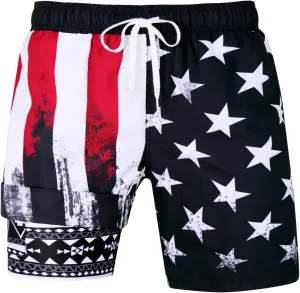 uideazone Mens Swim Trunks with Compression Liner Swimming Shorts 7 Inch Inseam Waterproof Quick Dry Beach Sport Shorts M-XXL