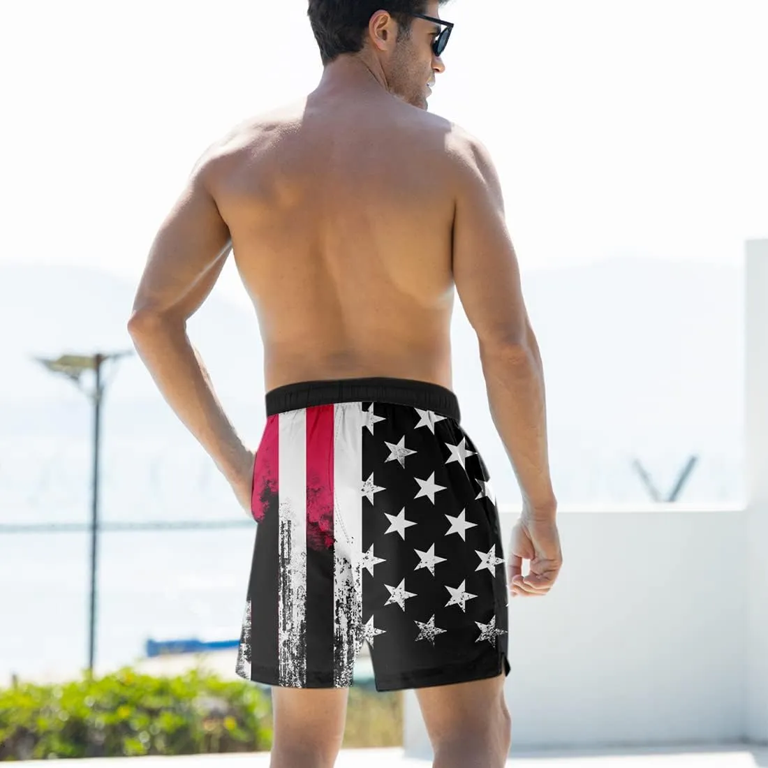 uideazone Mens Swim Trunks with Compression Liner Swimming Shorts 7 Inch Inseam Waterproof Quick Dry Beach Sport Shorts M-XXL