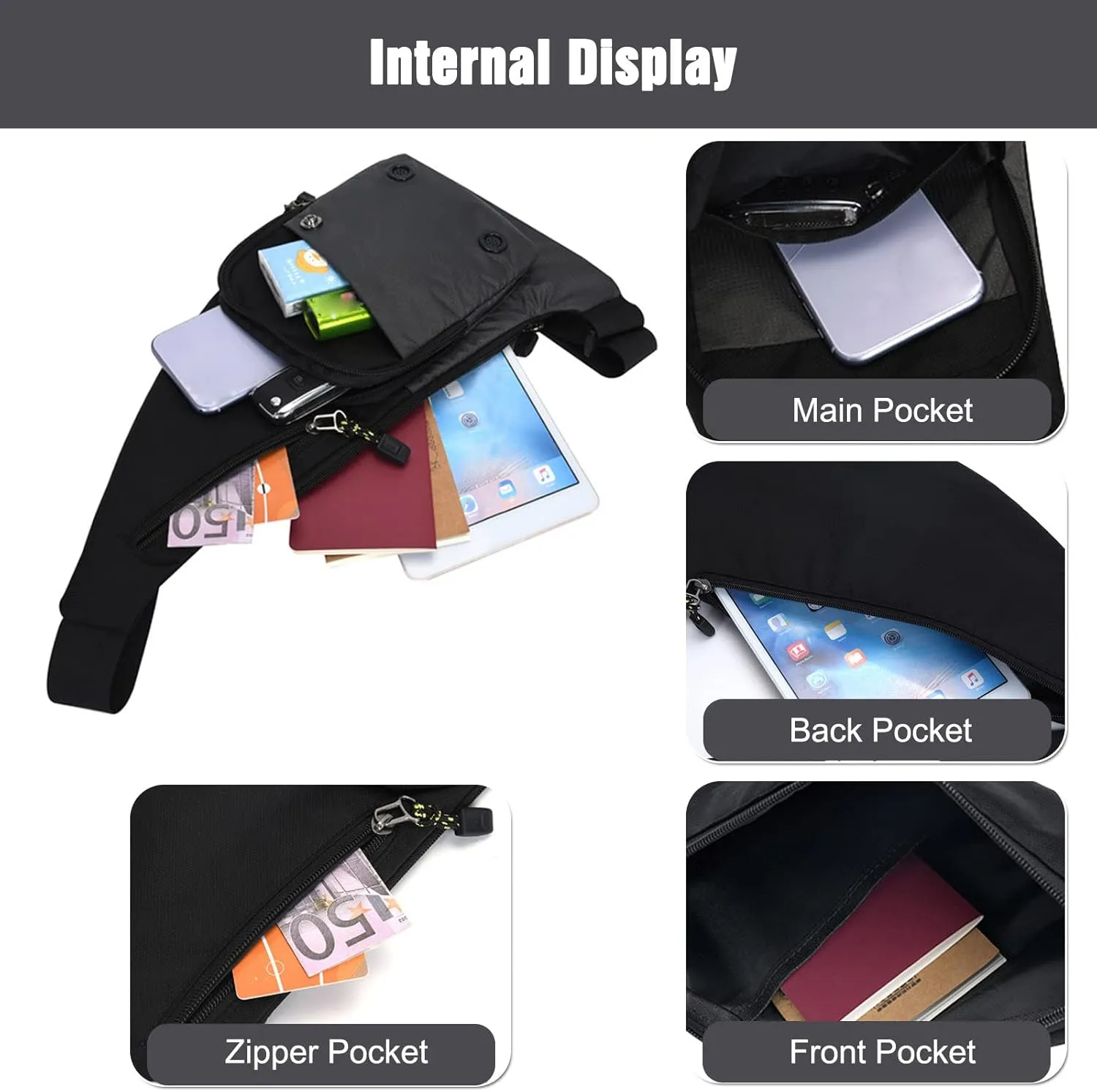 Ultralight Sling Bags Outdoor Hiking Daypacks Chest Shoulder Bag Men Crossbody Bags Women Waist Bag Cover Pack Rucksack for Travel Hiking Bicycle Sport Gym Daypacks Small Daypacks Dark Gray
