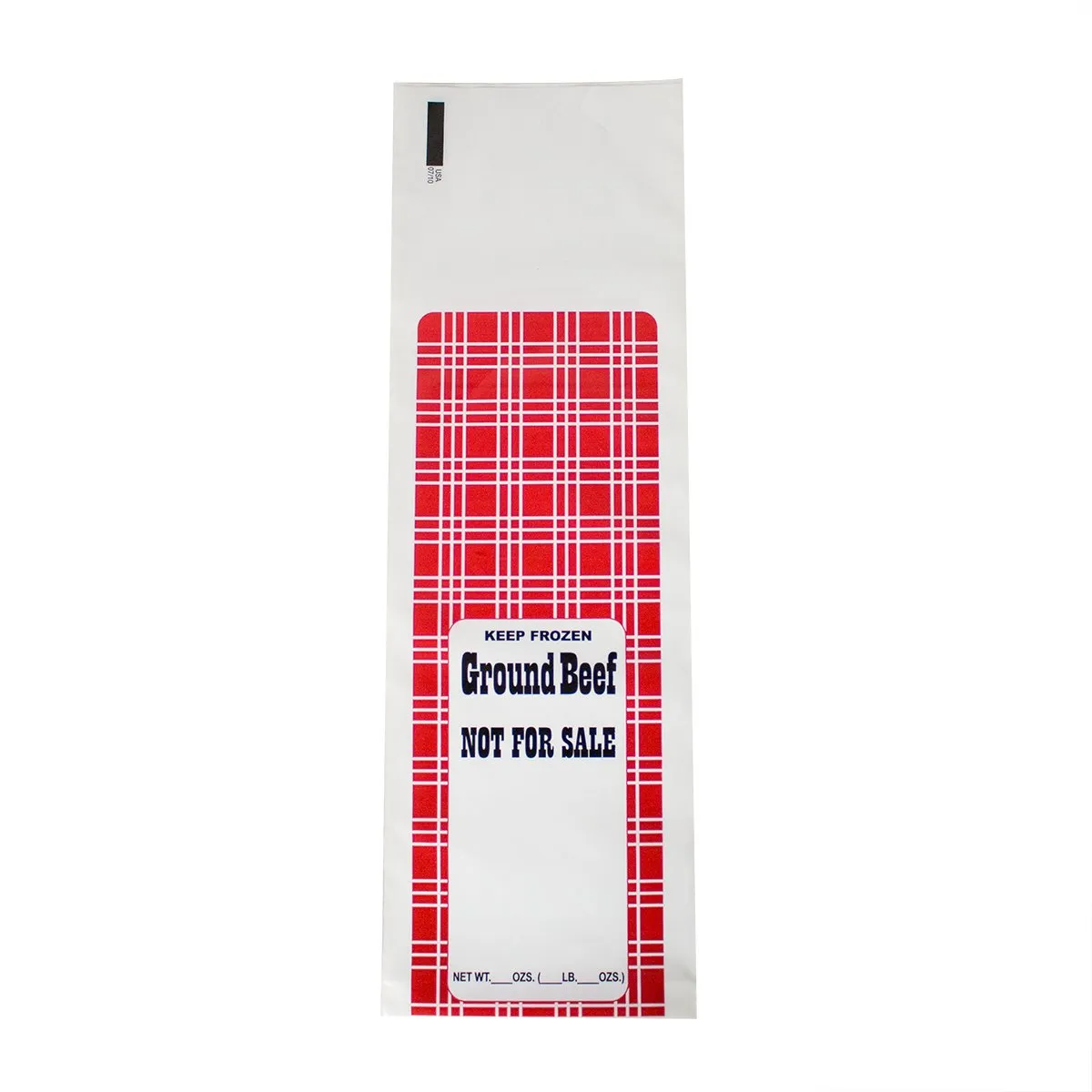 UltraSource Ground Beef Freezer Bags, 2 lb. "Not For Sale" (Pack of 1000), Red Plaid