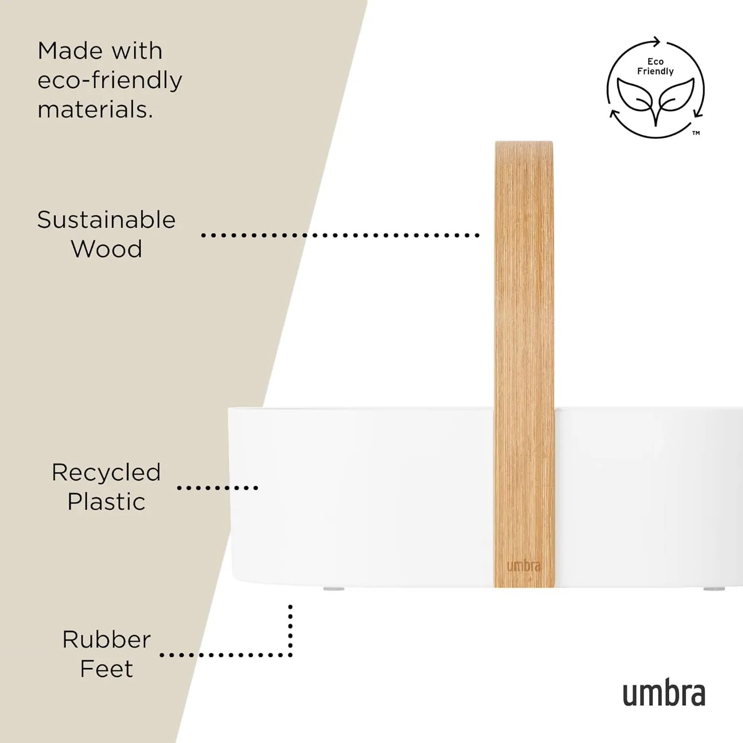 Umbra Bellwood Multipurpose Caddy Organizer with Handle, Desk, Makeup, Dorm Caddy, Kitchen Cabinet Organizer, Natural/White