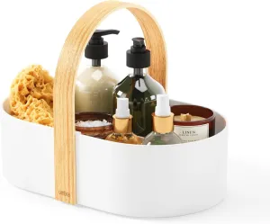 Umbra Bellwood Multipurpose Caddy Organizer with Handle, Desk, Makeup, Dorm Caddy, Kitchen Cabinet Organizer, Natural/White