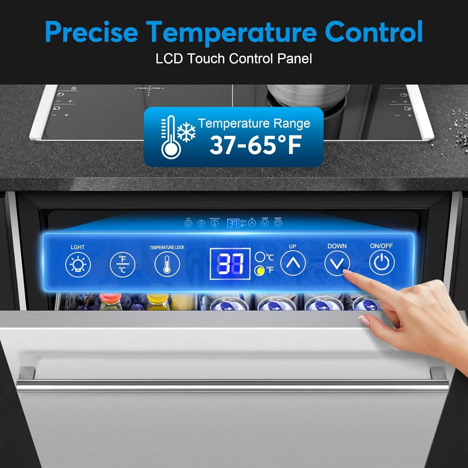 Under Counter Beverage Refrigerator 24 Inch, Outdoor Drawer Fridge Stainless Steel with Temperature Control for Home, Outdoor Patio and Commercial Use