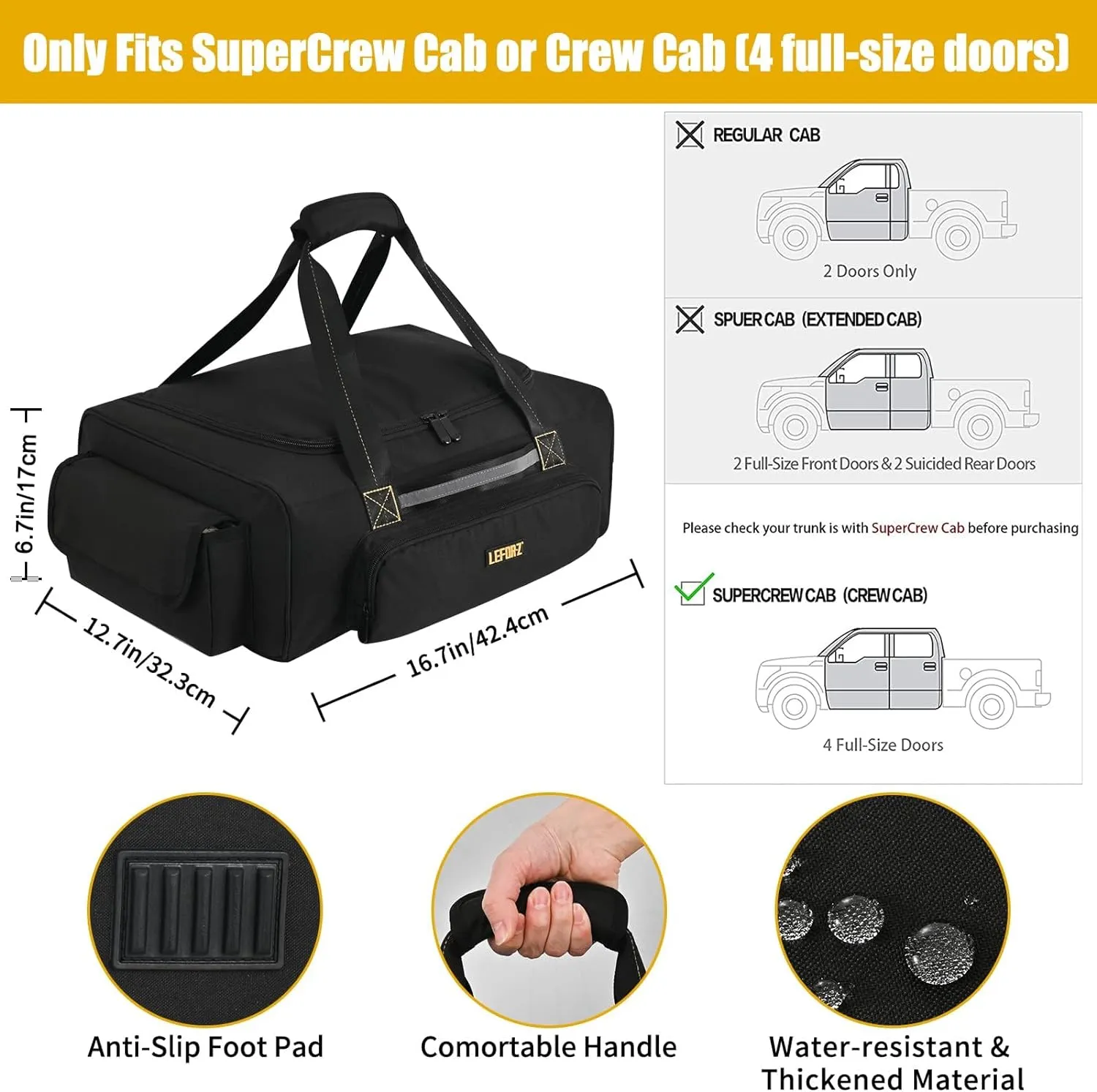 Under Seat Storage Bag Compatible with SuperCrew Cab,Truck Underseat Organizers and Storage with Removable Divider and Anti-slip Bottom 6 Pockets Underseat Tool Box Fits for Crew Cab(Full Size Trucks)