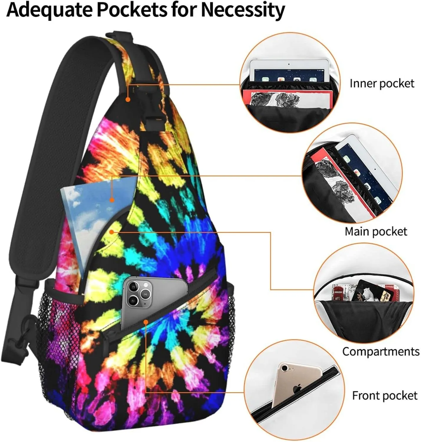 Unisex Sling Backpack Crossbody Shoulder Bags for Men Women Small Daypacks Chest Bag Hiking Travel Sport Climbing Runners