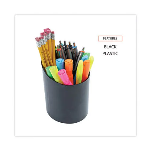 Universal® Recycled Big Pencil Cup, Plastic, 4.38" Diameter x 5.63"h, Black