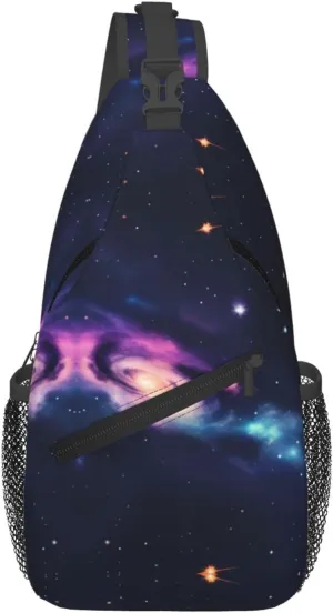 Universe Galaxy Space Print Trendy Casual Crossbody Bag Convertible Shoulder Strap Women Men Travel Hiking Daypack