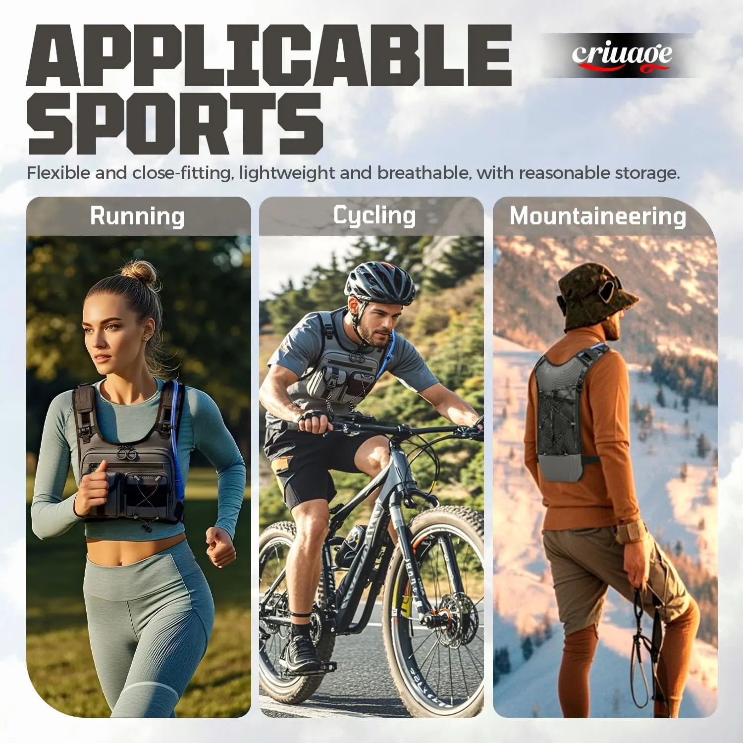 USA Original Patent Running Hydration Vest Backpack, Lightweight Chest Pack with 2.0L Water Bladder Bag Daypack for Hiking Running Cycling Race Marathon for Women Men