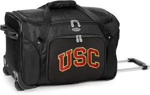 USC Trojans Lightweight 22-inch Wheeled Duffel Bag with Telescopic Handle - Perfect Overnight Bag for Travel, Weekend Getaways, Airports, Gym, and Commuting