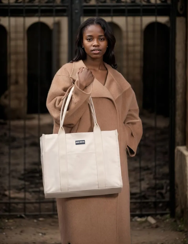 Utility Large Canvas Tote Bag with Compartments.Durable Laptop Bag with Zipper closure,Beach,everyday bag