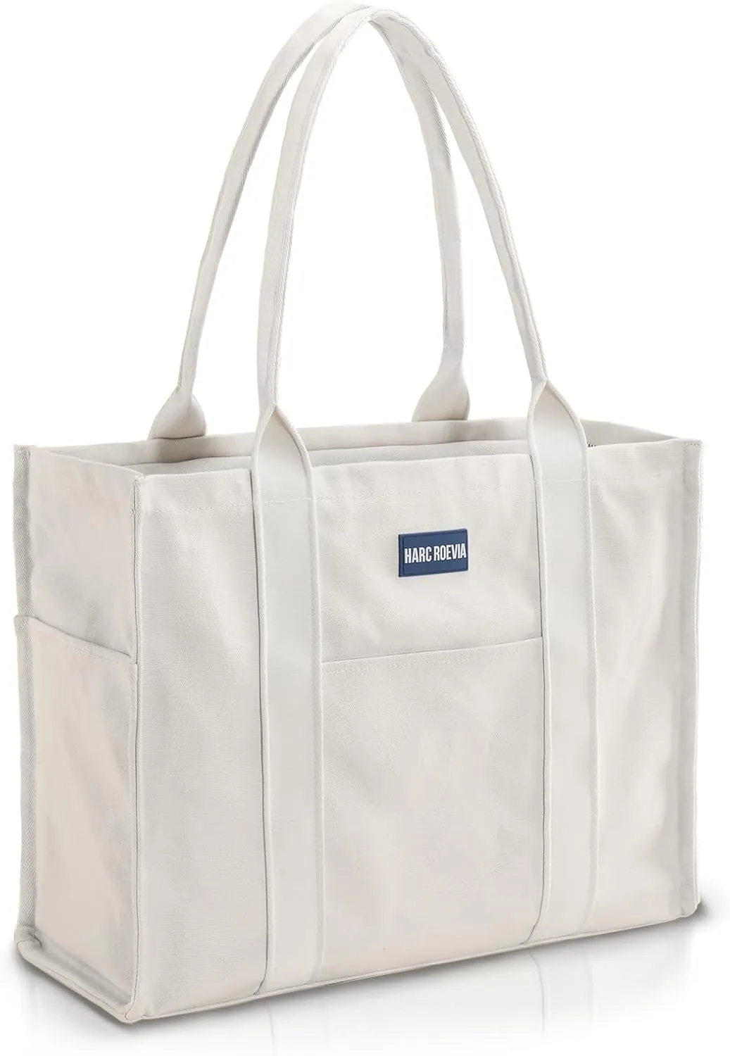 Utility Large Canvas Tote Bag with Compartments.Durable Laptop Bag with Zipper closure,Beach,everyday bag