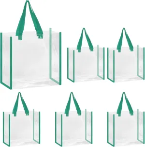 uxcell Clear Tote Bags Bulk, Reusable Clear Plastic Tote Bags with Handles PVC Stadium Approved Clear Bag Beach Bag