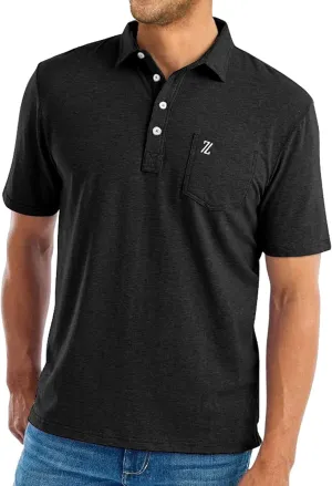 V VALANCH Mens Golf Polo Shirt Short Sleeve Performance Moisture-Wicking Cationic Shirt Casual Sports Tennis Shirt