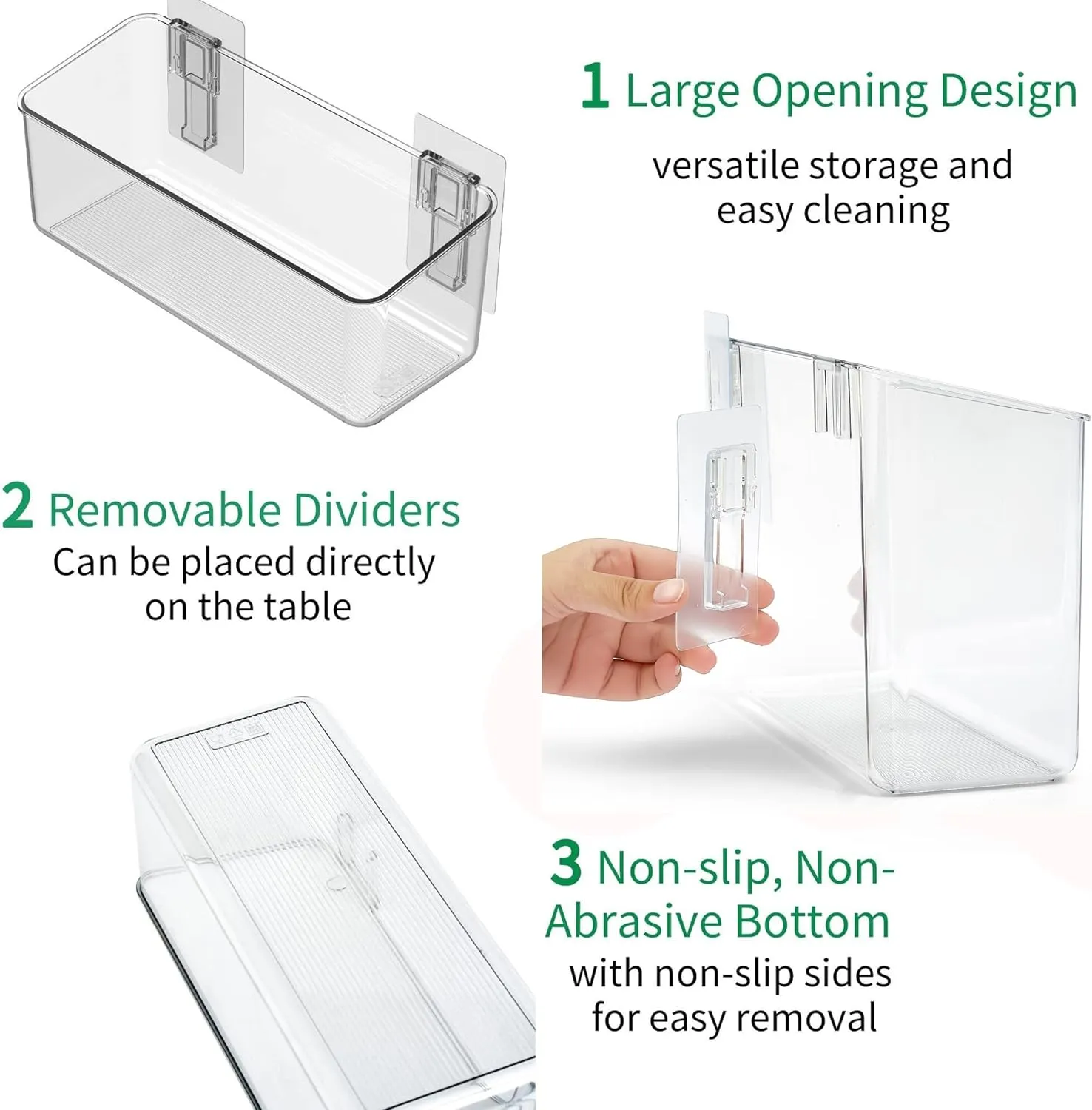 vacane Plastic Over Cabinet Door Organizer, Adhesive Mount Storage Organizer Container Makeup Organizer Hanging Basket Bins For Craft Room, Pantry, Office, Space Saving Holder for Kitchen Bags-XL