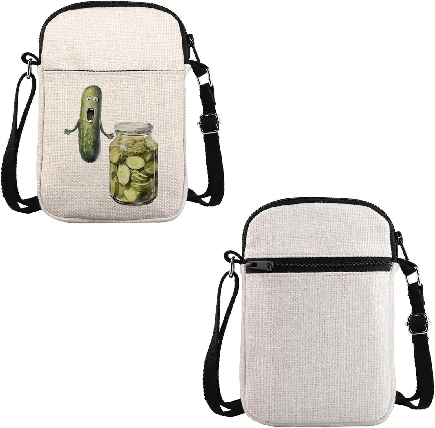 VAMSII Pickle Lover Gift Pickled Cucumber Crossbody Bag Who Loves Pickles Travel Bag Cucumber Meme