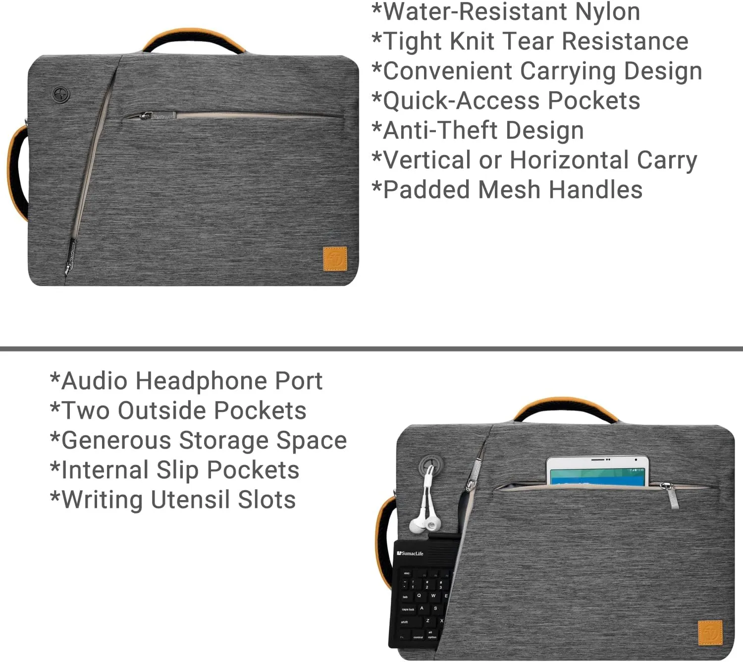 Vangoddy Slate 3-in-1 Universal 10 12-inch Covertible Laptop Messenger Shoulder Bag (Grey)