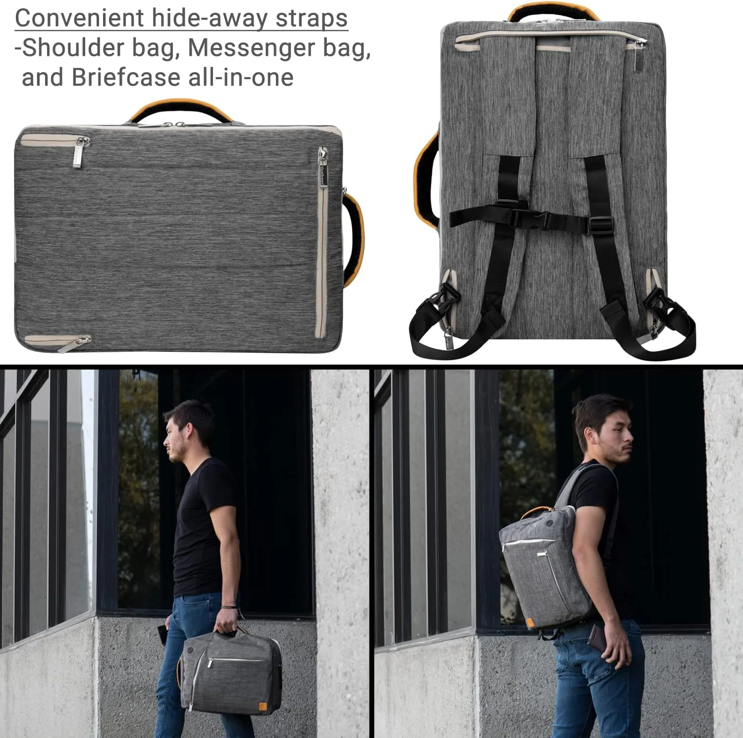 Vangoddy Slate 3-in-1 Universal 10 12-inch Covertible Laptop Messenger Shoulder Bag (Grey)