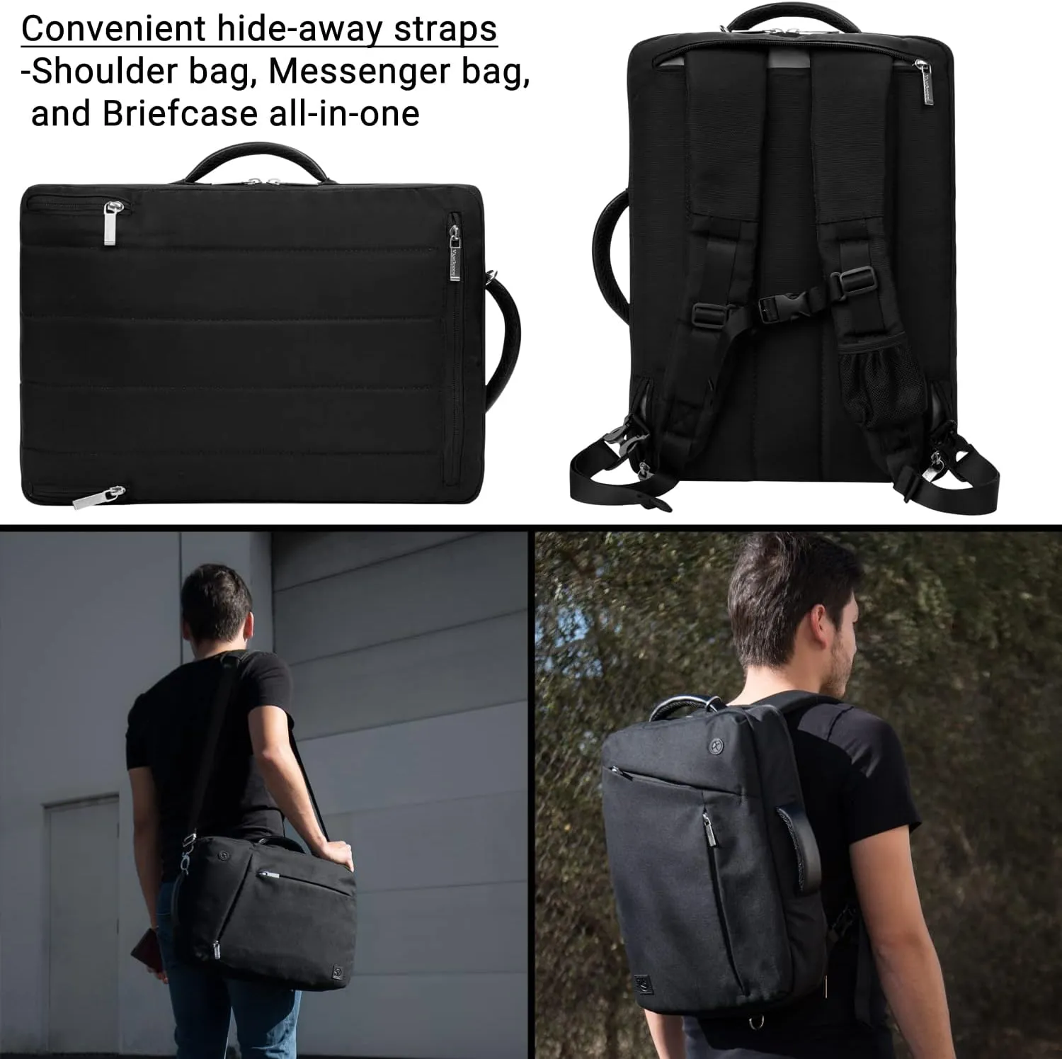 Vangoddy Slate 3-in-1 Universal 17.3 17-inch Covertible Laptop Messenger Shoulder Bag (Black)