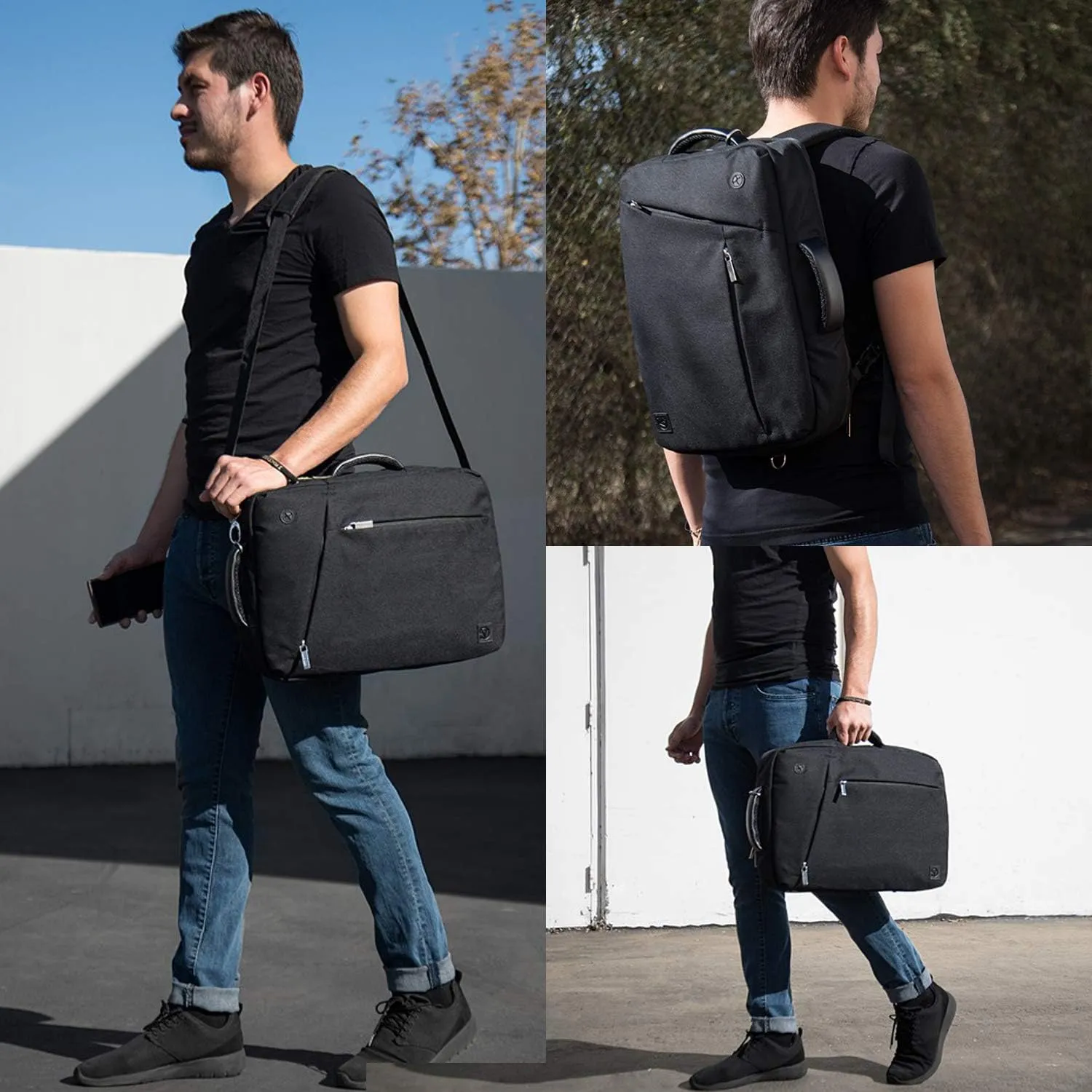 Vangoddy Slate 3-in-1 Universal 17.3 17-inch Covertible Laptop Messenger Shoulder Bag (Black)