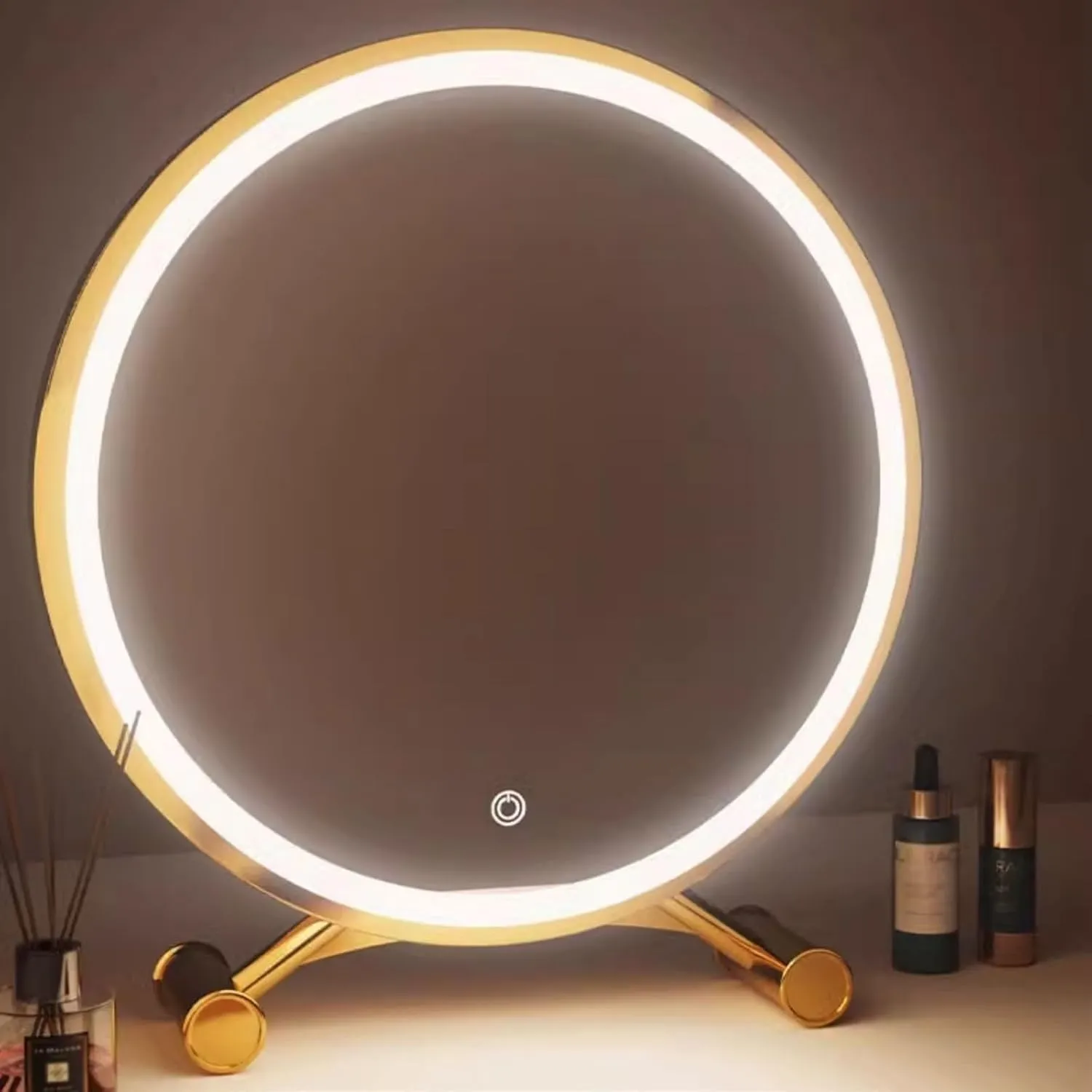 Vanity Mirror Desktop Smart Led Makeup Mirror with Lights Girls Bedroom Dressing Table Mirror Student Dormitory Desktop Makeup Mirror Makeup Mirror