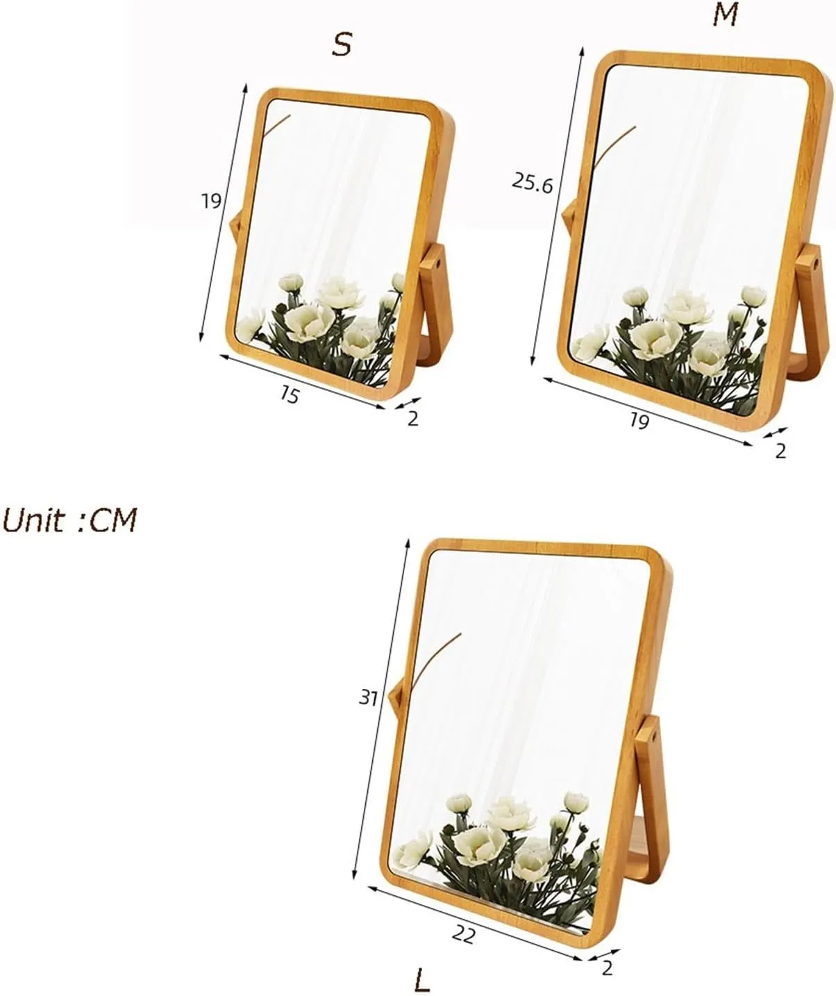 Vanity Mirror Home Mirror Bedroom Wooden Makeup Mirror Office Desktop Small Dressing Mirror Portable Foldable Makeup Mirror
