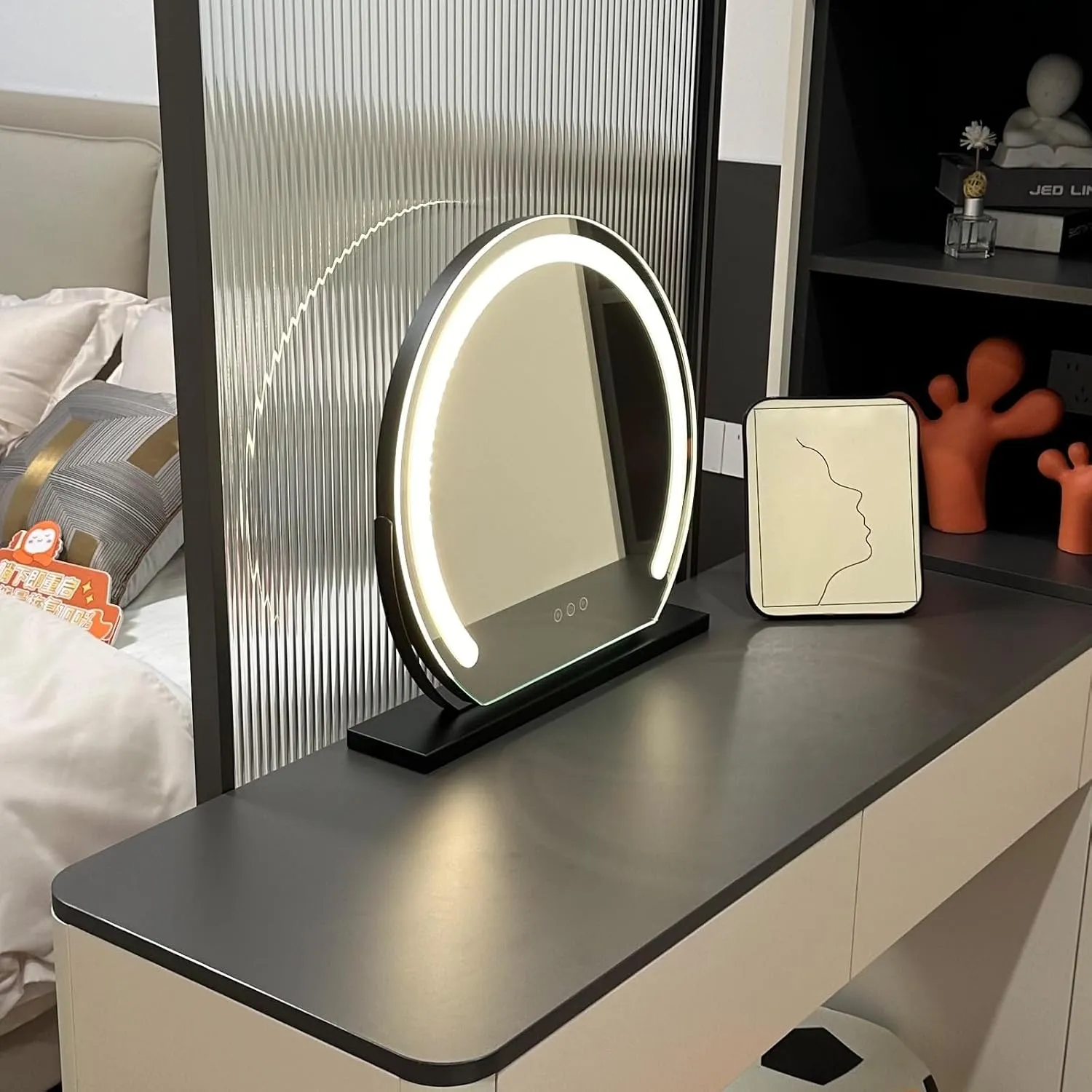 Vanity Mirror With Lights, Round LED Makeup Mirror, Lighted Makeup Mirror With Lights, Smart Touch Control Dimmable 3 Modes Light, Lighted Up Mirror For Makeup Desk, Bedroom, Dressing Room(30cm)