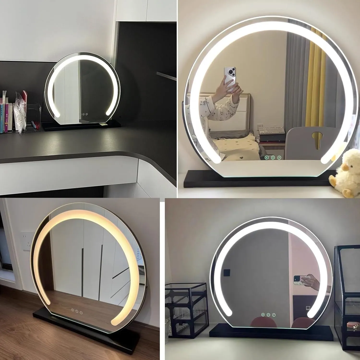 Vanity Mirror With Lights, Round LED Makeup Mirror, Lighted Makeup Mirror With Lights, Smart Touch Control Dimmable 3 Modes Light, Lighted Up Mirror For Makeup Desk, Bedroom, Dressing Room(30cm)