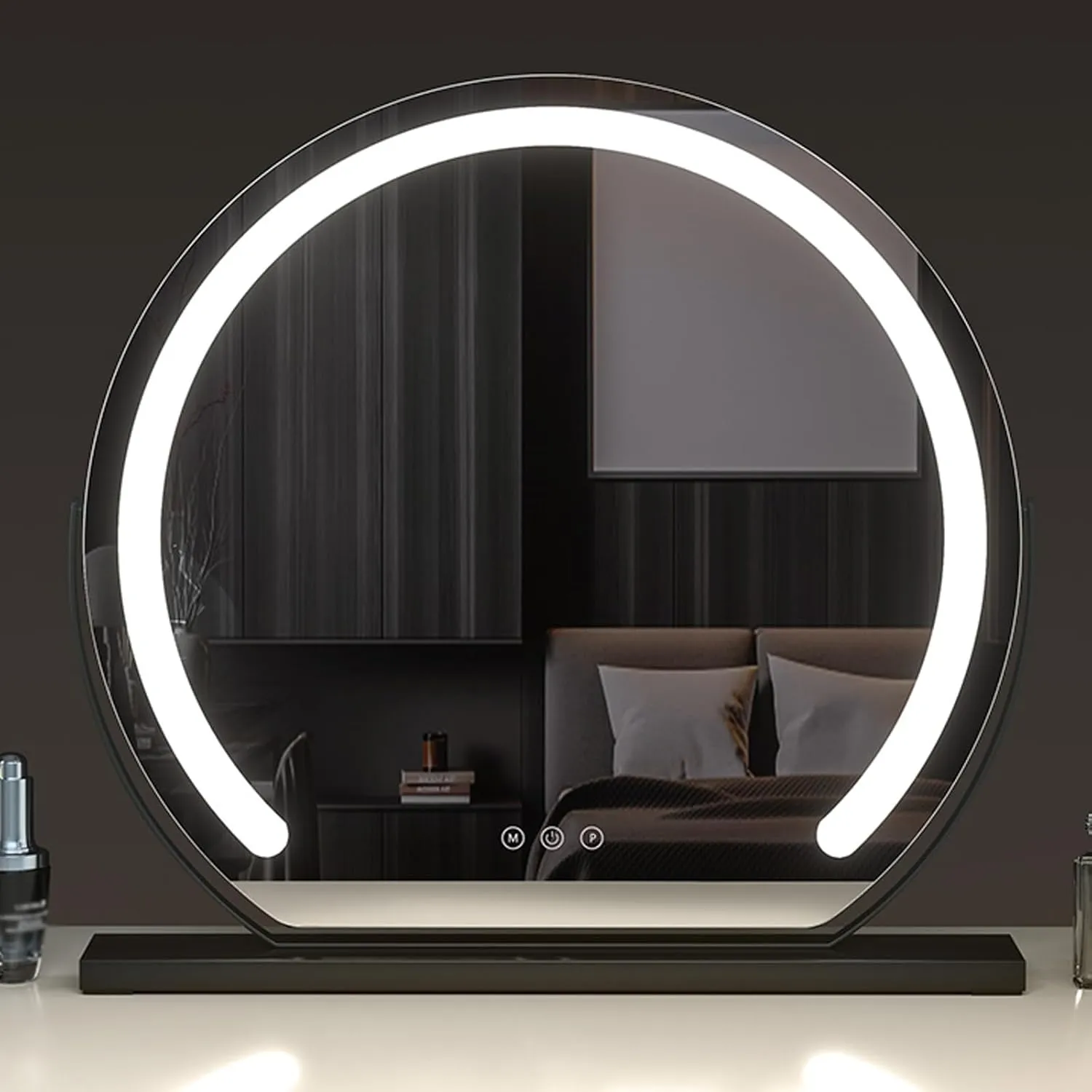 Vanity Mirror With Lights, Round LED Makeup Mirror, Lighted Makeup Mirror With Lights, Smart Touch Control Dimmable 3 Modes Light, Lighted Up Mirror For Makeup Desk, Bedroom, Dressing Room(30cm)