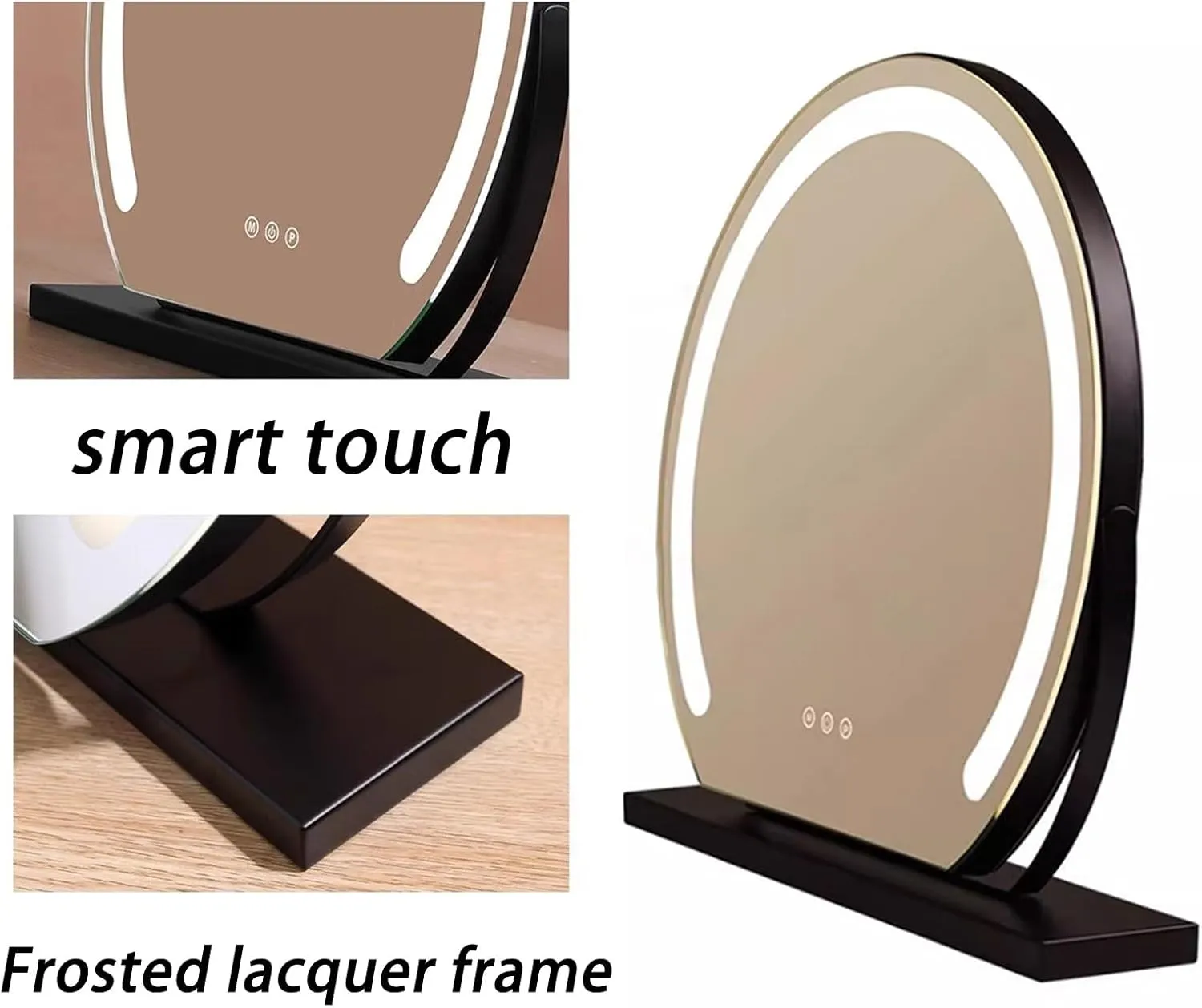 Vanity Mirror With Lights, Round LED Makeup Mirror, Lighted Makeup Mirror With Lights, Smart Touch Control Dimmable 3 Modes Light, Lighted Up Mirror For Makeup Desk, Bedroom, Dressing Room(30cm)