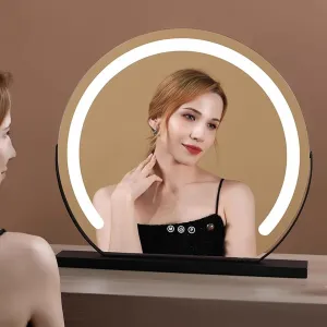 Vanity Mirror With Lights, Round LED Makeup Mirror, Lighted Makeup Mirror With Lights, Smart Touch Control Dimmable 3 Modes Light, Lighted Up Mirror For Makeup Desk, Bedroom, Dressing Room(30cm)