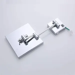 Vanity Mirror,Wall Mounted Mirrors Makeup Shaving Mirror Led Lighted Bathroom Mirror for Hotel Vanity with Adjustable Extendable Square 8 inch 3X Magnification Cosmetic Mirror Powered