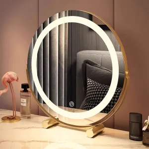 Vanity Tabletop Makeup Mirror Touch Control Rechargeable LED Mirror Vanity Mirror With Lights Adjustable Brightness And 3 Color Temperature Diameter Approx 30/40/45/50cm Large Round Mirror ( Color : g