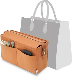 Vercord Felt Purse Organizer Insert Onthego 35 Handbag Tote Bag Organizer Bag in Bag with Removable Zipper