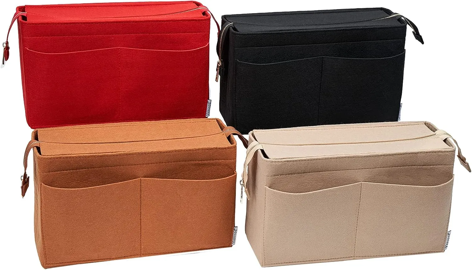 Vercord Felt Purse Organizer Insert Onthego MM Handbag Tote Bag Organizer Bag in Bag with Removable Zipper