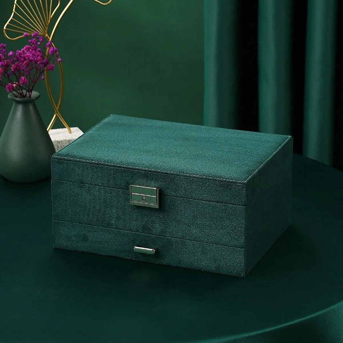 Vintage Triple Jewellery Storage Box Multifunctional Organizer Jewellery Case