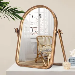 Vintage Vanity Table Mirror-Desk Makeup Mirror Golden Metal Framed Small Stand Mirrors 360 Adjustable Rotation for Tabletop,Office,Bedroom,Bathroom,Living Room,Antique 11.8'' x 7.8''
