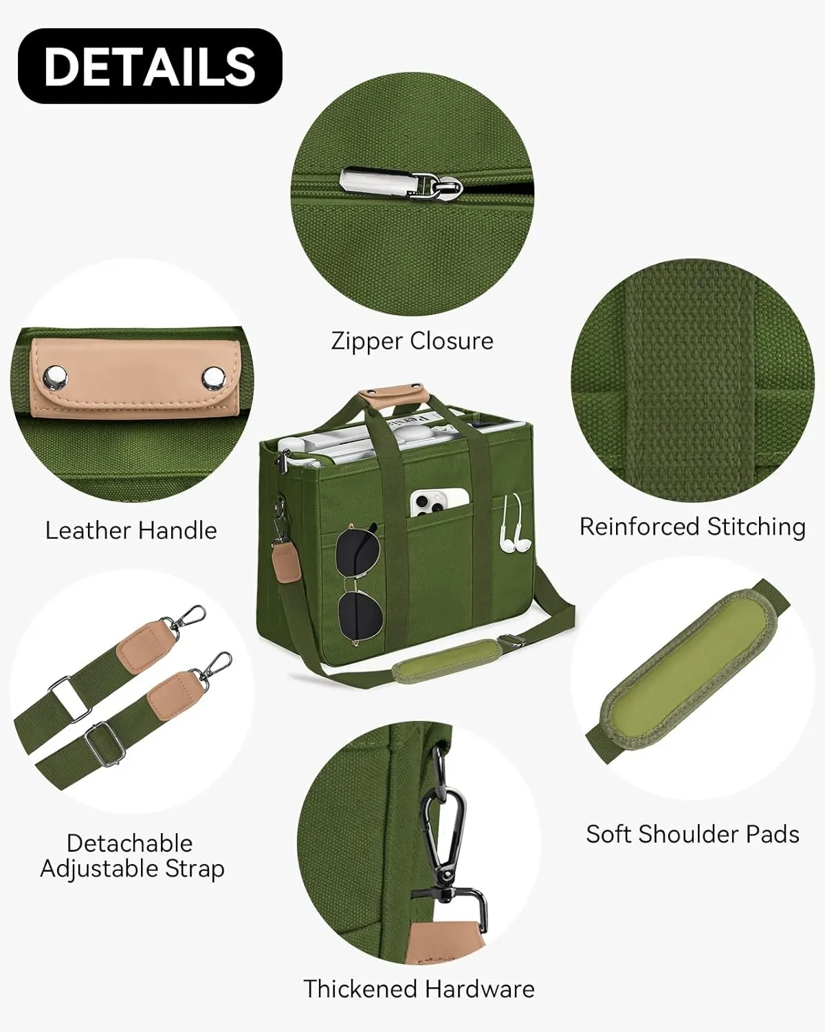 VOFANK Canvas Tote Bag for Women with Zipper and Compartments Large Work Bible Bag Crossbody Shoulder Bag Travel Handbag