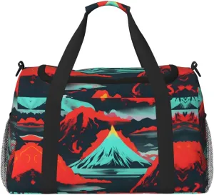 Volcano Bloom Travel Tote Bag â€“ Large Reusable Shopping Bag, Vacation Tote, Sports Duffel Bag with Adjustable Crossbody Strap