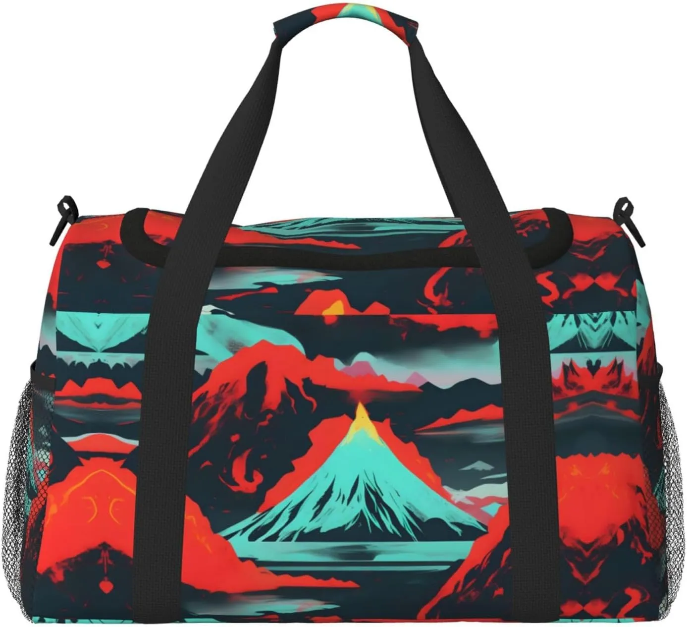 Volcano Bloom Travel Tote Bag â€“ Large Reusable Shopping Bag, Vacation Tote, Sports Duffel Bag with Adjustable Crossbody Strap