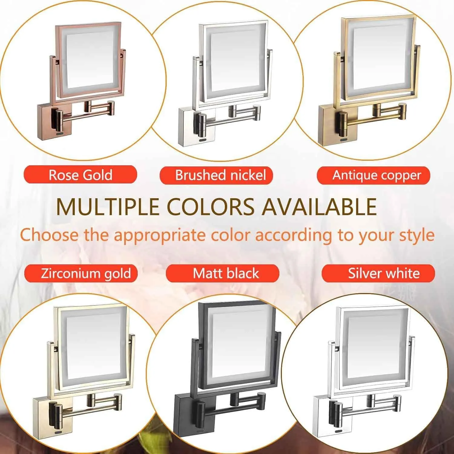 Wall Mounted Double-Sided 1X/10X Magnifying Lighted Makeup Vanity Mirror with Infrared Sensor Switch,360° Swivel Extendable Cosmetic Mirror Antique,Hard-Wired