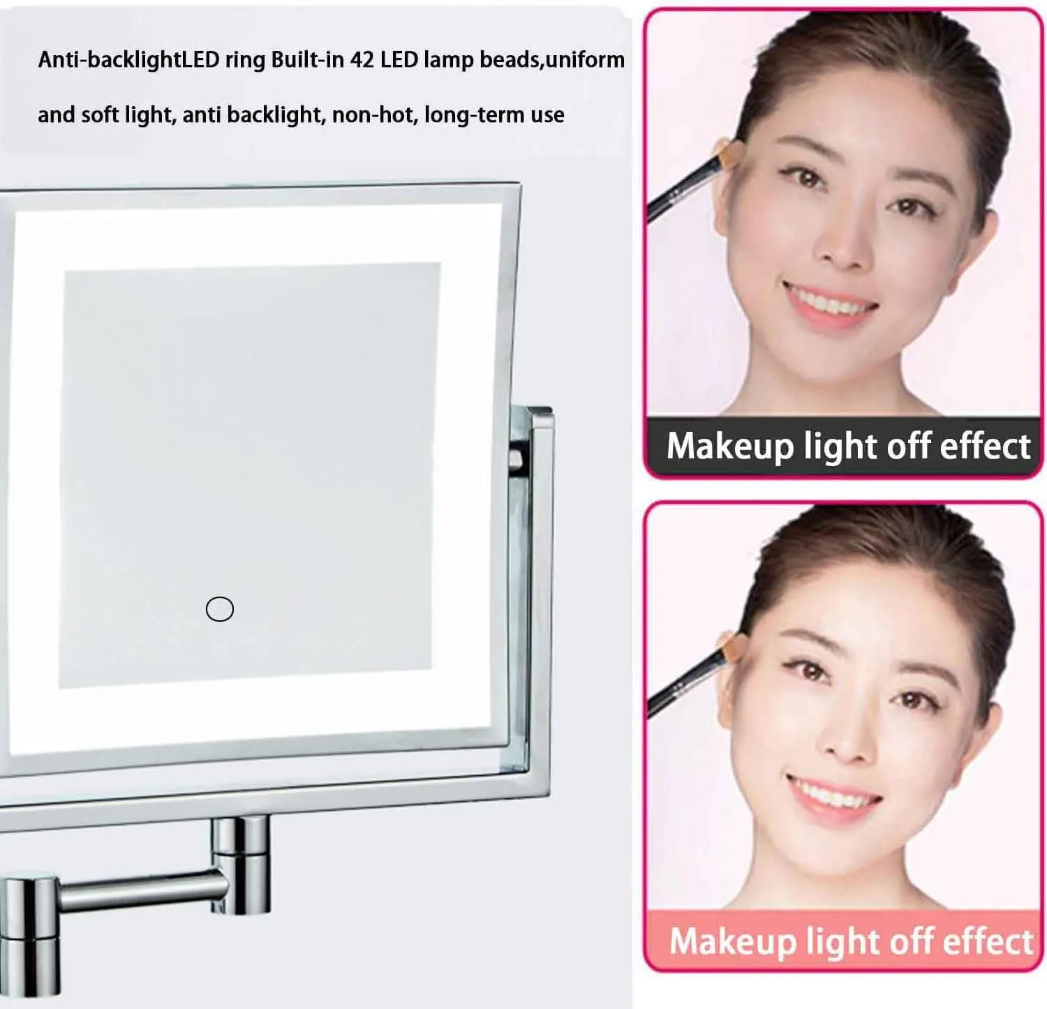 Wall Mounted Double-Sided 1X/10X Magnifying Lighted Makeup Vanity Mirror with Infrared Sensor Switch,360° Swivel Extendable Cosmetic Mirror Antique,Hard-Wired