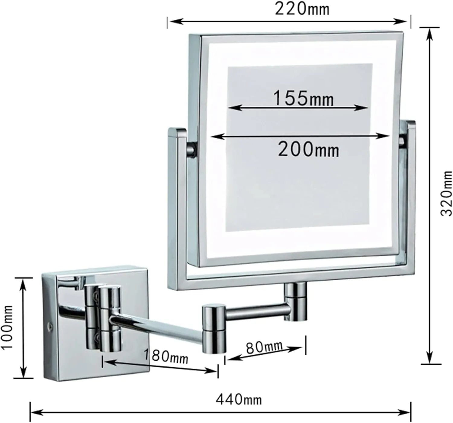Wall Mounted Double-Sided 1X/10X Magnifying Lighted Makeup Vanity Mirror with Infrared Sensor Switch,360° Swivel Extendable Cosmetic Mirror Antique,Hard-Wired