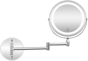 Wall Mounted Makeup Mirror 10x Magnification, Touch Screen Adjustable Light Double Sided Vanity Mirror Swivel Extendable