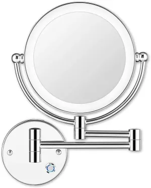 Wall Mounted Makeup Mirror 1X/5X Magnifying Double Sided Touch Adjustable 360° Swivel Extendable Vanity Mirror
