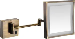 Wall Mounted Mirrors Makeup Shaving Mirror LED Lighted Bathroom Mirror for Hotel Vanity with Adjustable Extendable Square 8 Inch 3X Magnification Cosmetic Mirror