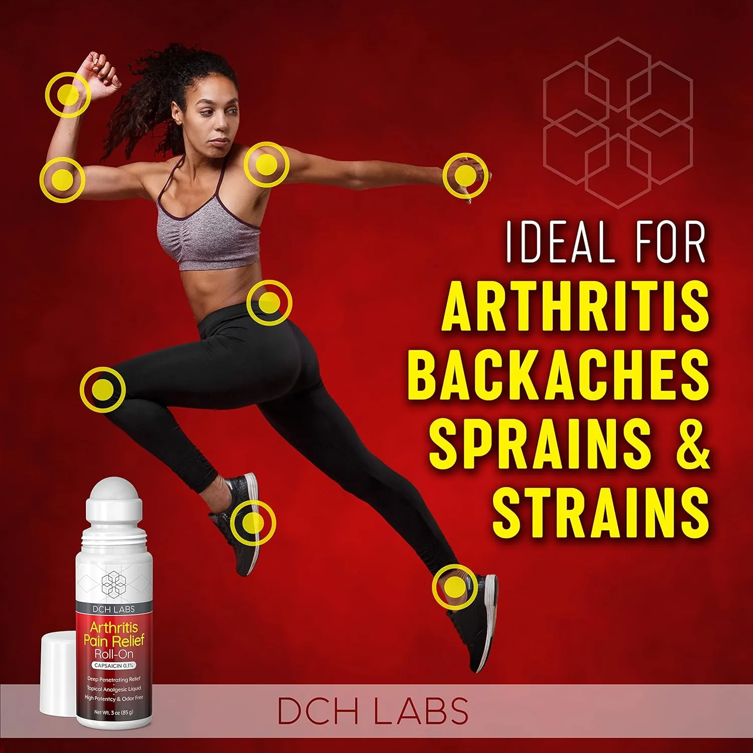 Warming Arthritis Pain Relief Roll-on, Deep Penetrating Capsaicin Blocks Your Muscle & Joint Pain Messengers, for Hands, Wrist, Feet, Knees & Back, 3 Ounces
