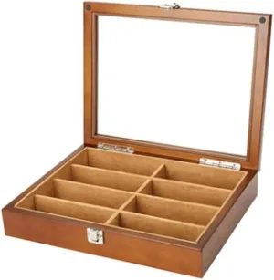 Watch Case Quartz Watch Glasses 8 Grids Wooden Jewelry Storage Box With Transparent Top Cover Watch Box (Color : B, Size : 33.7 * 26.3 * 6.3Cm)